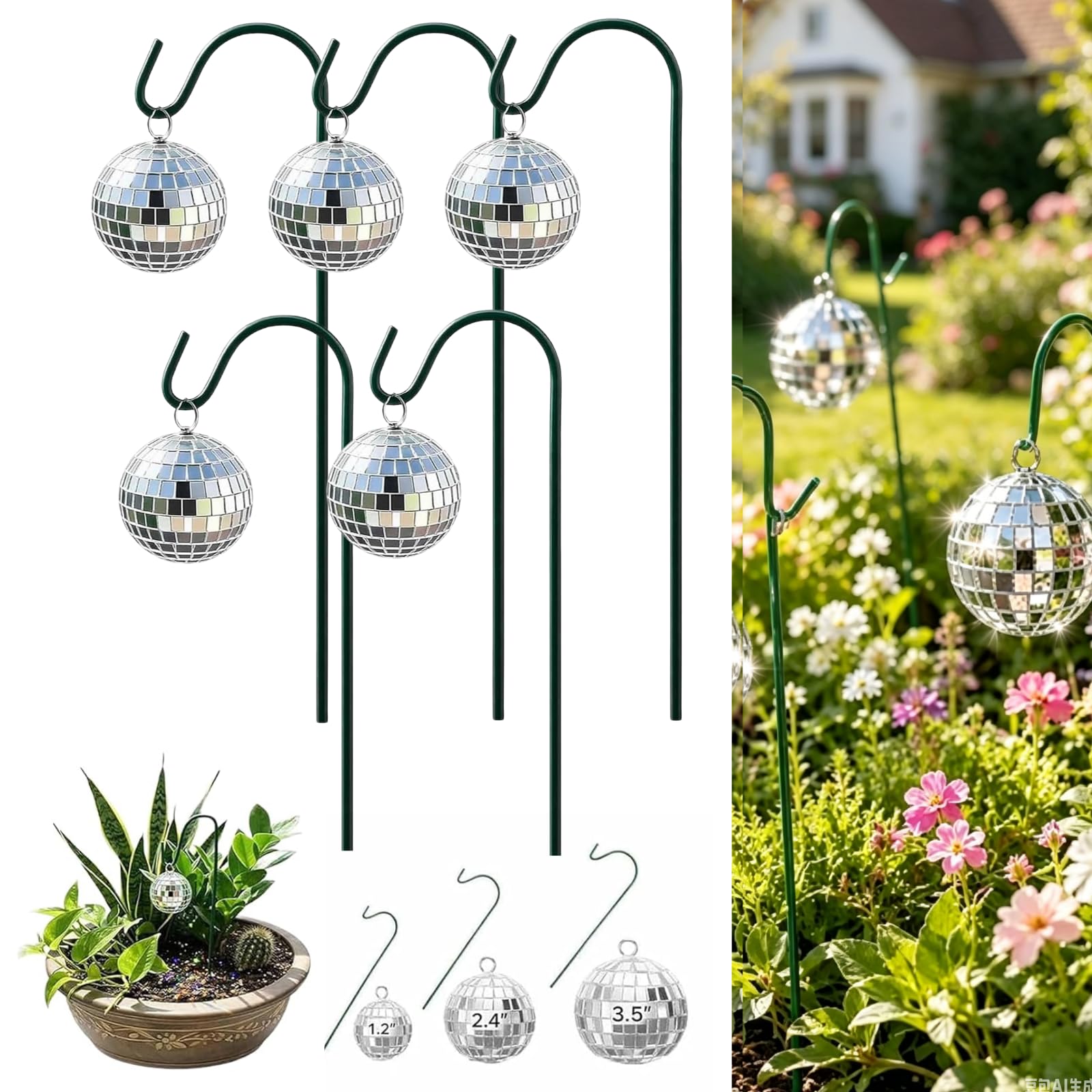 Outdoor Yard Power Stake - Tiang Taman Kaca Reflektif 2,4 Inci,
