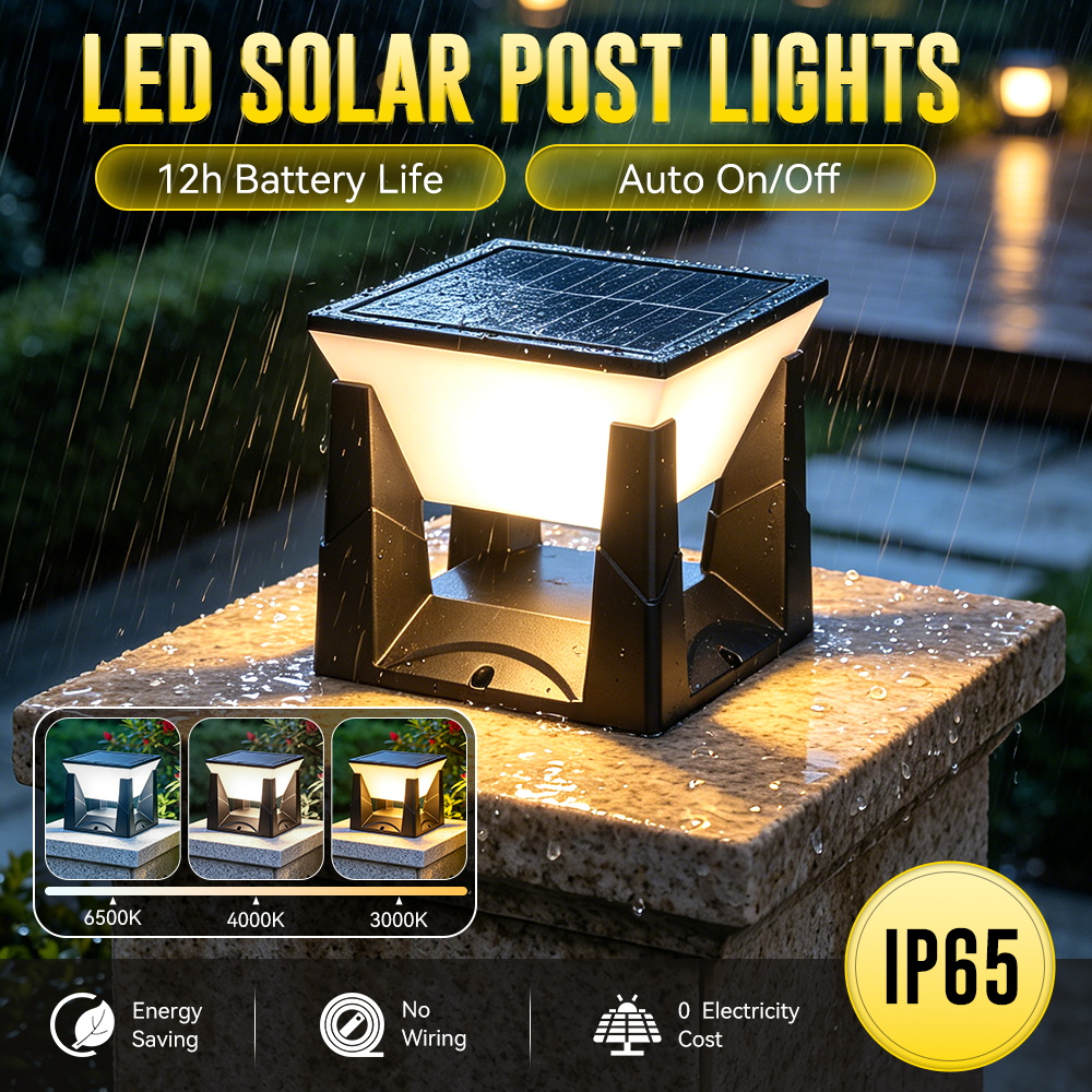 Outdoor Power Post - Lampu Tiang Tenaga Surya 3 Warna