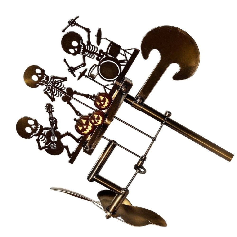 Outdoor Yard Power Stake - 1 Buah Patung Drummer Tengkorak Vintage