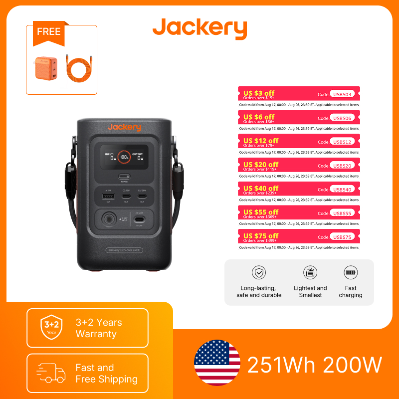 Power Outdoor Jackery - Power Bank Jackery E240DC dan Pengisi