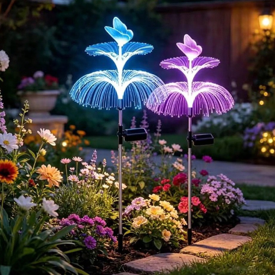 Outdoor Yard Power Stake - 2 buah Lampu Taman Ubur-Ubur Bertenaga