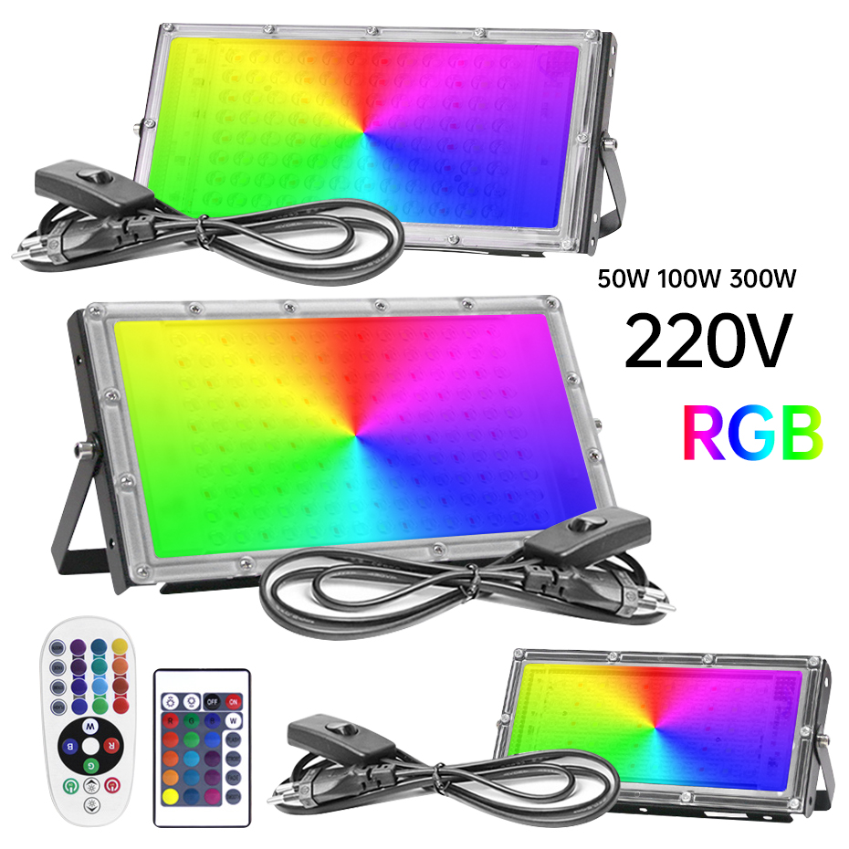 Outdoor Power Outlet With Remote Control - Lampu Sorot LED RGB Tahan Air
