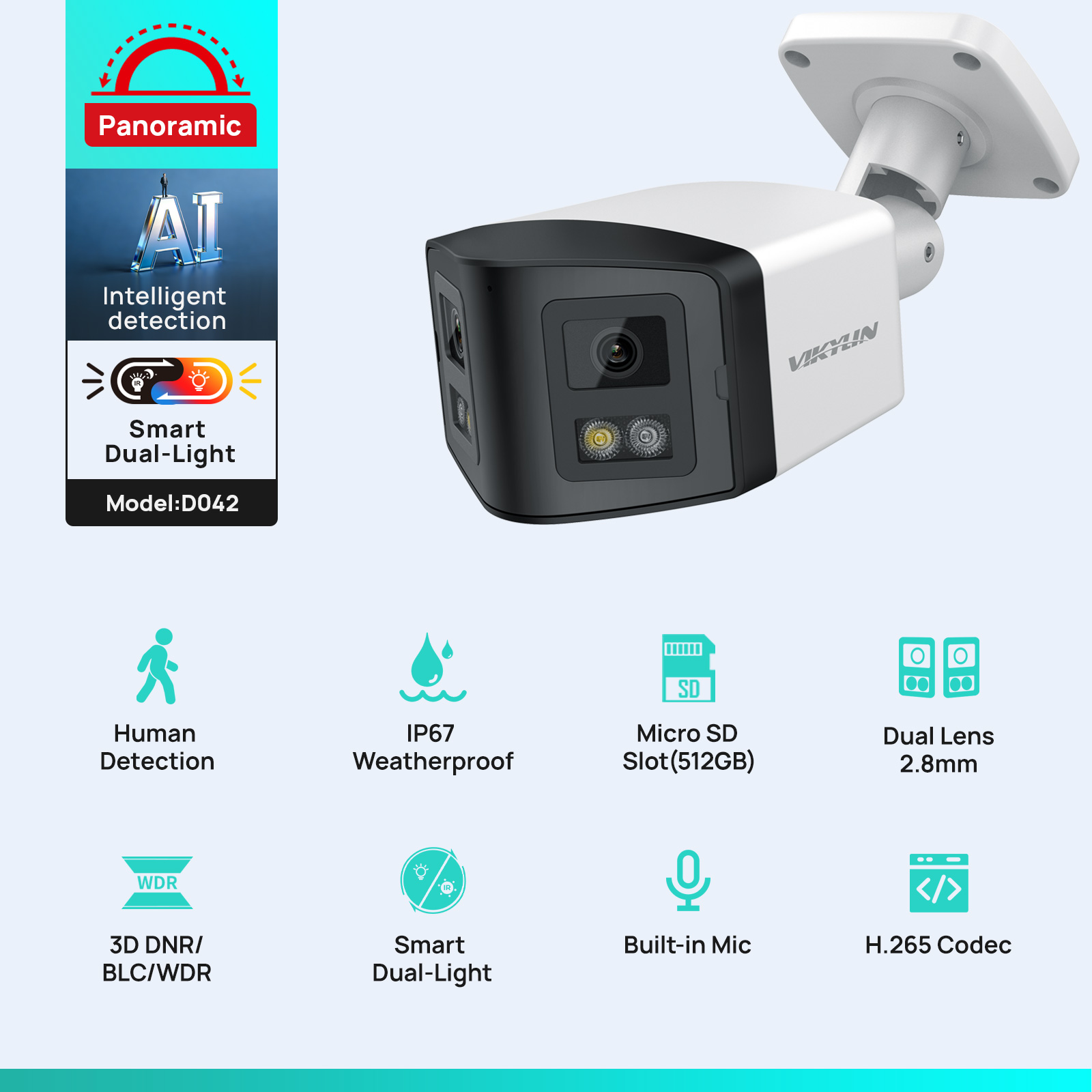 VIKYLIN 170 °   Kamera IP Keam - Outdoor Power Post ulasan dan harga