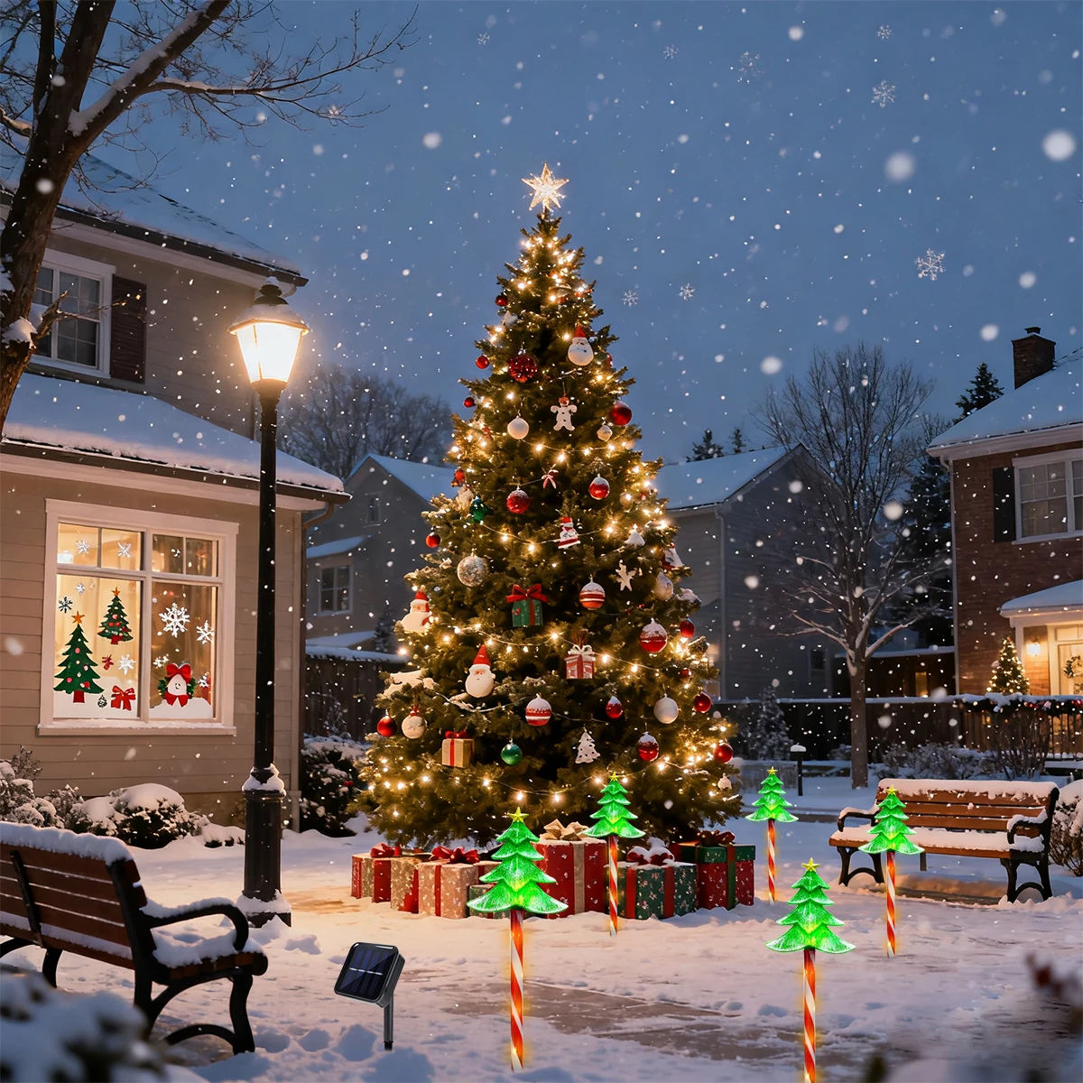 Lampu Taman LED Natal 5pcs/set - Outdoor Solar Power Xmas Lights ulasan dan harga