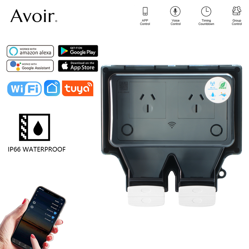 Avoir Tuya soket listrik tahan - Outdoor Power Outlet With Remote Control ulasan dan harga