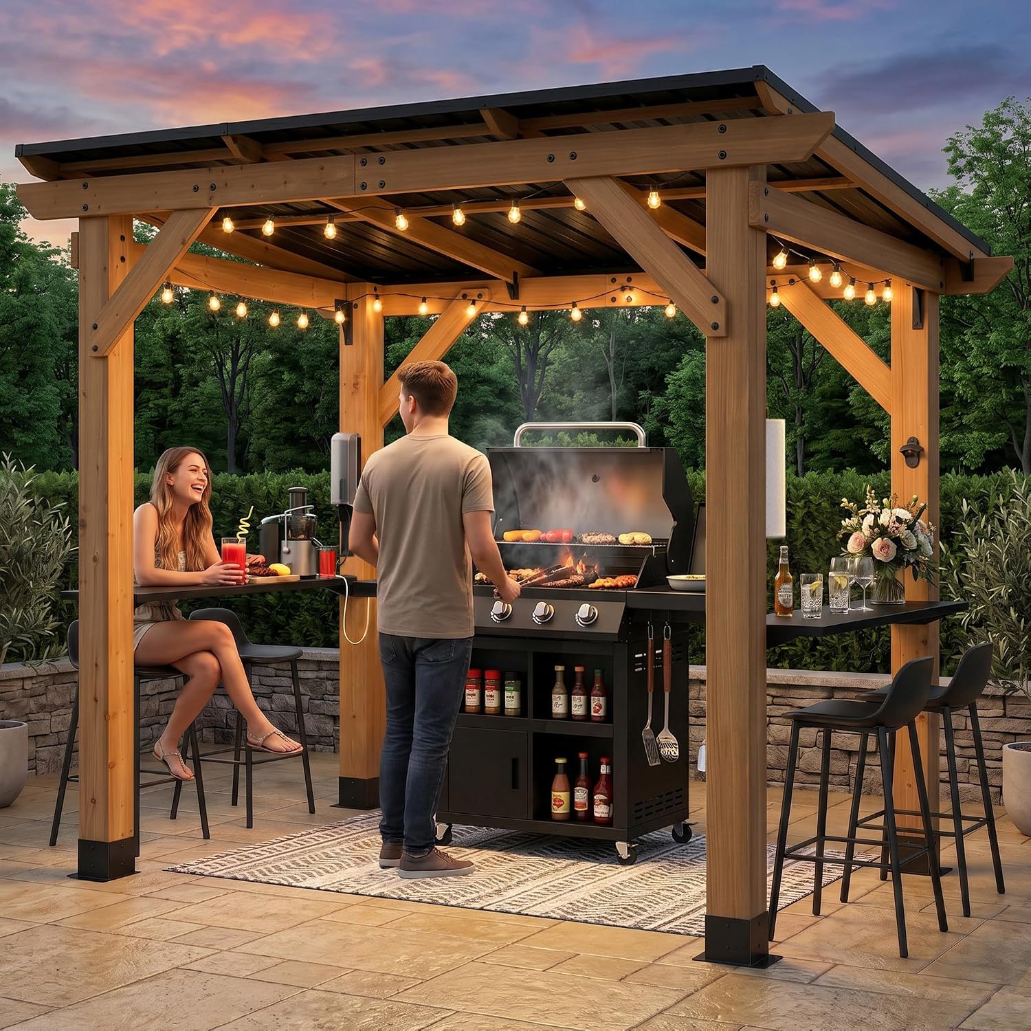 Gazebo Panggangan Kayu Cedar 6 - Outdoor Power Grill ulasan dan harga
