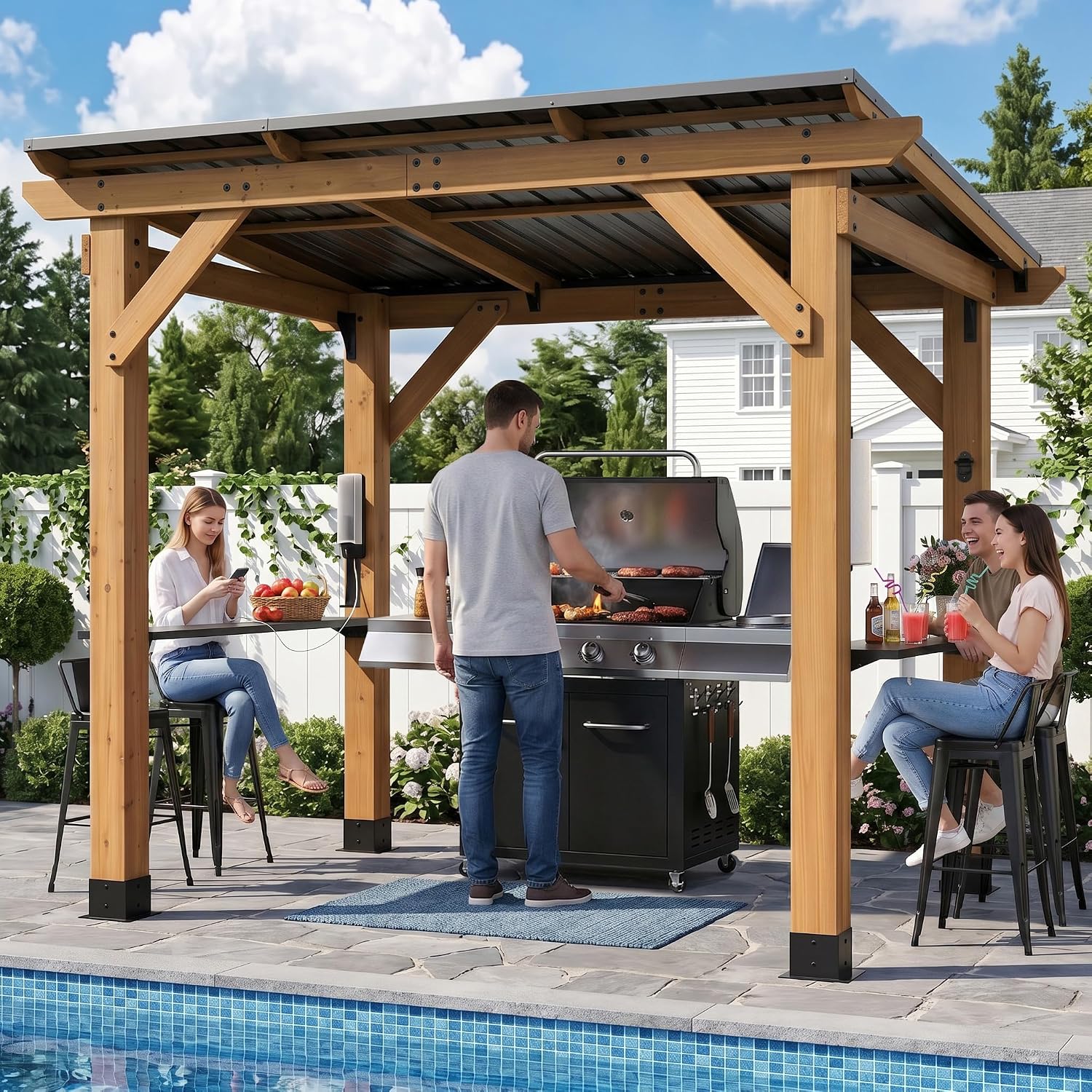 Gazebo Panggangan Kayu Cedar 6 - Outdoor Power Grill ulasan dan harga